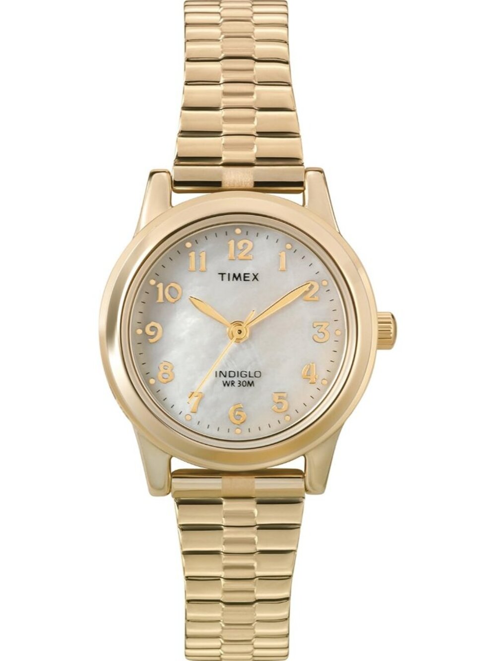 Women's Gold-Tone/Mother of Pearls Adjustable Strap Mineral Glass Crystal Watch